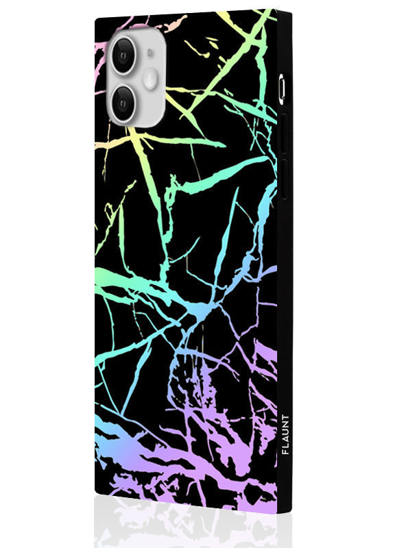 SQUARE® Holographic Black Marble iPhone Case