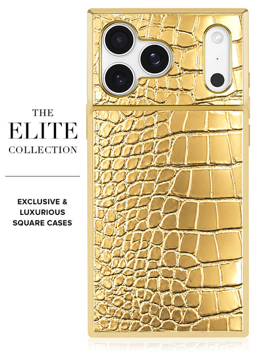 Elite Collection - SQUARE® Gilded Gold Faux Croc iPhone Case