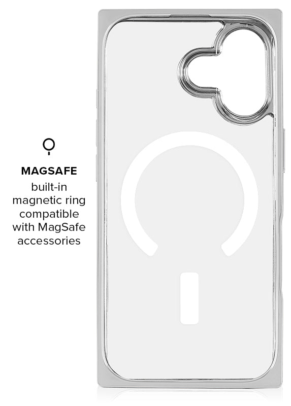 Elite Collection - SQUARE® Chromed Crystal Clear Silver iPhone Case