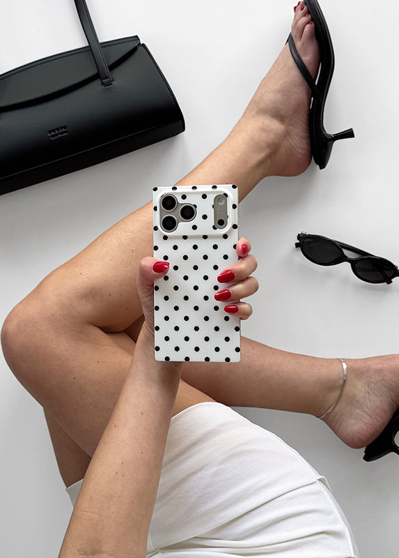 SQUARE® White Polka Dot iPhone Case