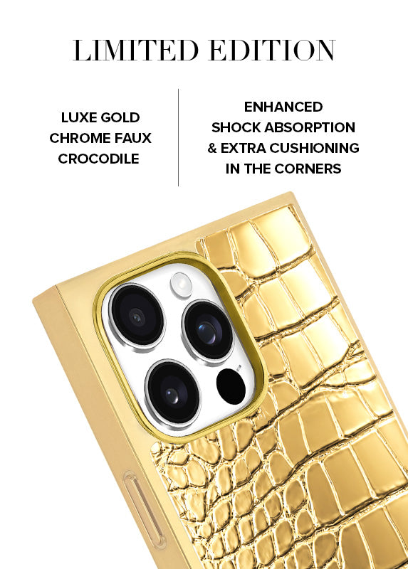 Elite Collection - SQUARE® Gilded Gold Faux Croc iPhone Case