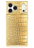 Elite Collection - SQUARE® Gilded Gold Faux Croc iPhone Case