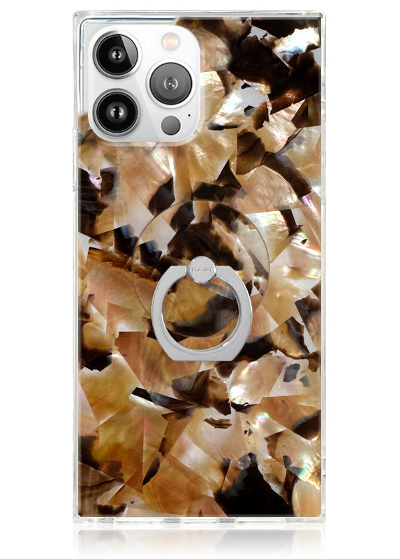 Brown Abalone Shell Adhesive Phone Ring Stand