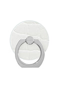 White Crocodile Faux Leather Adhesive Phone Ring Stand