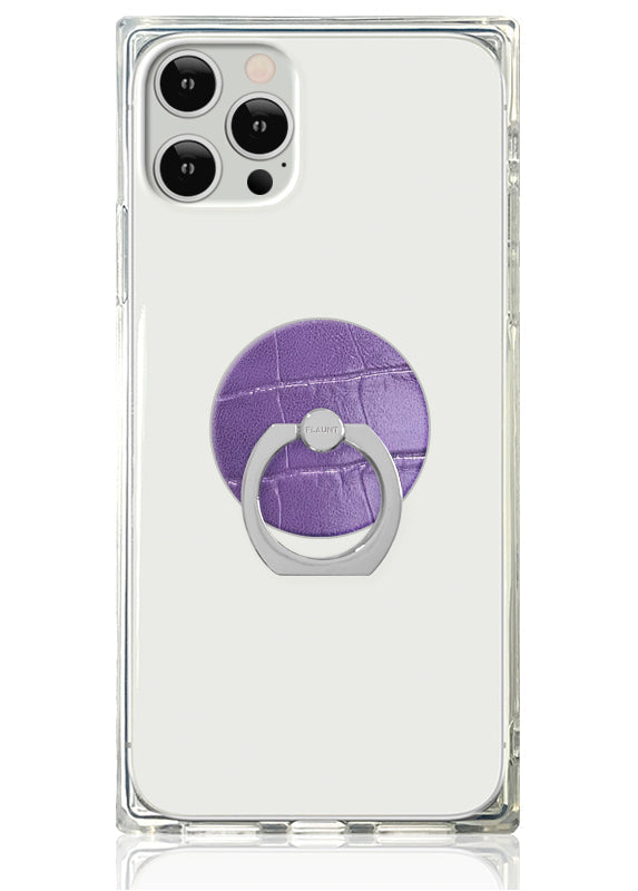 Purple Crocodile Faux Leather Adhesive Phone Ring Stand