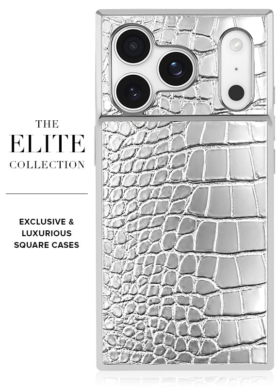 Elite Collection - SQUARE® Chromed Silver Faux Croc iPhone Case