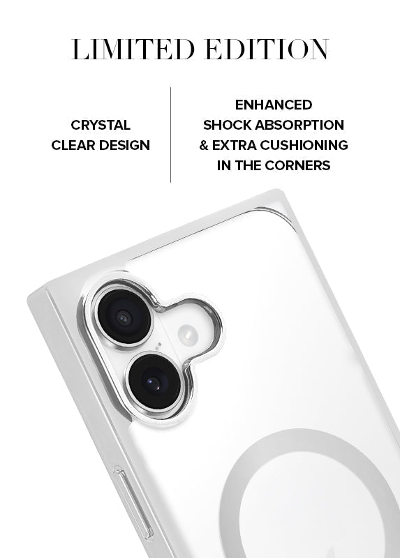 Elite Collection - SQUARE® Chromed Crystal Clear Silver iPhone Case