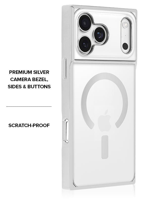 Elite Collection - SQUARE® Chromed Crystal Clear Silver iPhone Case