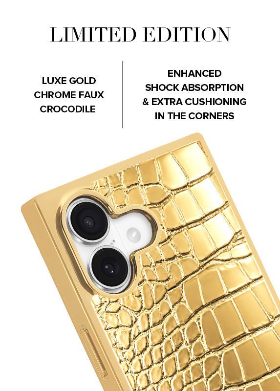 Elite Collection - SQUARE® Gilded Gold Faux Croc iPhone Case