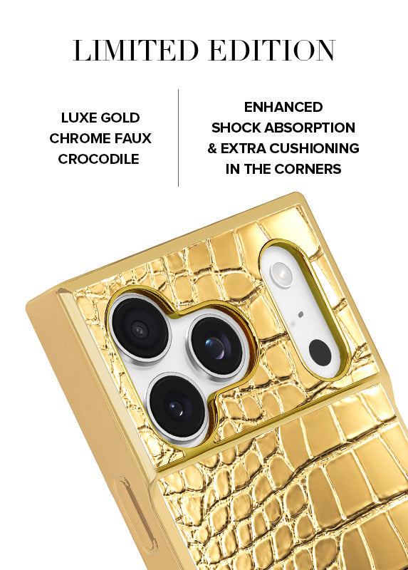 Elite Collection - SQUARE® Gilded Gold Faux Croc iPhone Case