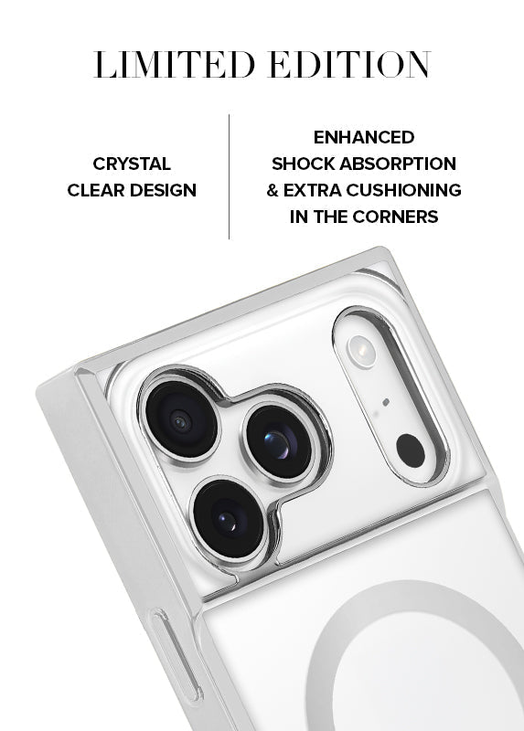 Elite Collection - SQUARE® Chromed Crystal Clear Silver iPhone Case