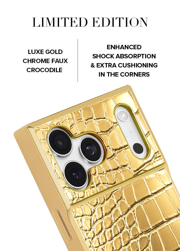 Elite Collection - SQUARE® Gilded Gold Faux Croc iPhone Case