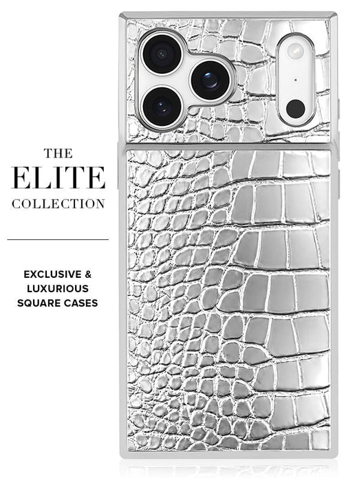 Elite Collection - SQUARE® Chromed Silver Faux Croc iPhone Case
