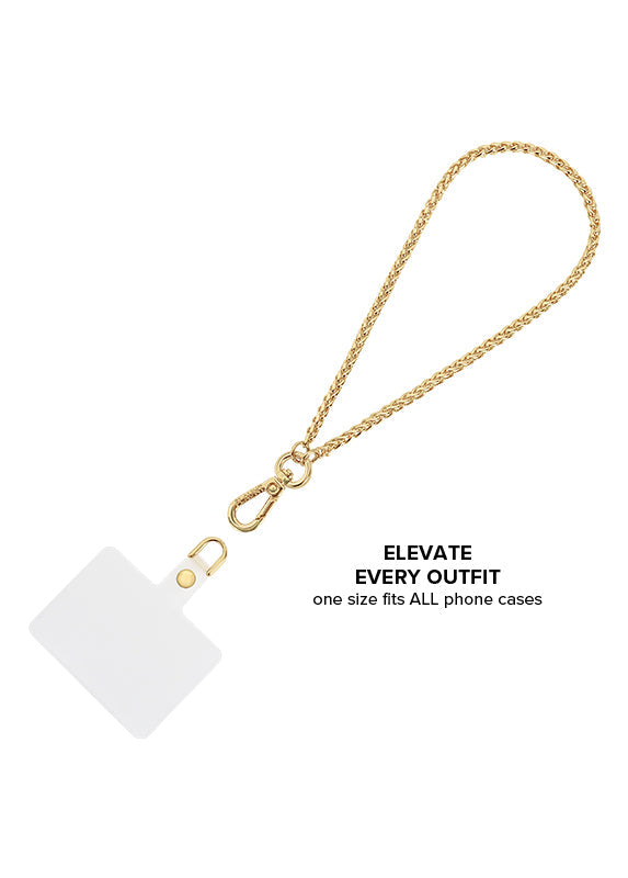 Gold Wheat Braid Chain Phone Charm