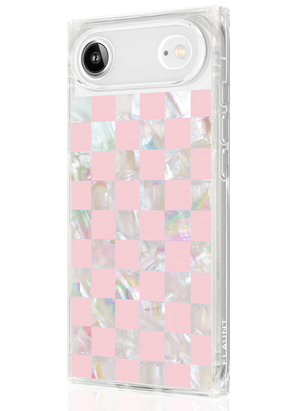 SQUARE® Pink Checkered Mother of Pearl iPhone Case