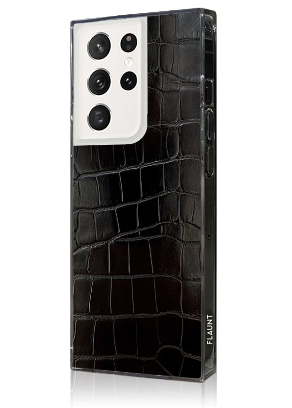 SQUARE® Black Crocodile Faux Leather Galaxy Case