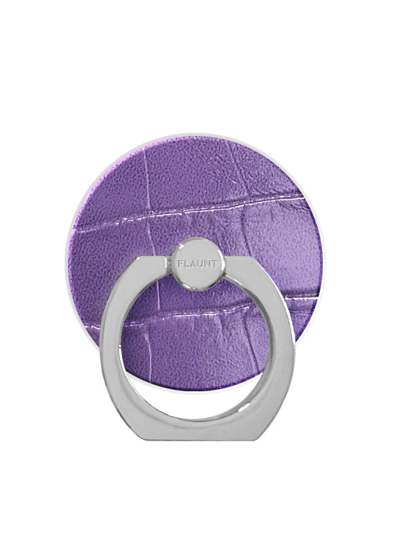 Purple Crocodile Faux Leather Adhesive Phone Ring Stand