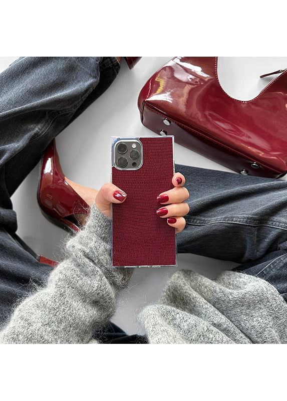 SQUARE® Burgundy Lizard Faux Leather Galaxy Case