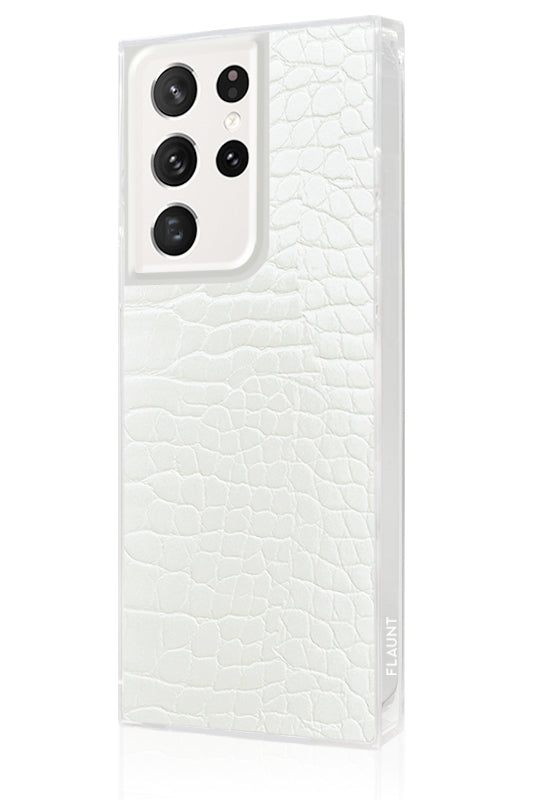 SQUARE® White Crocodile Faux Leather Galaxy Case