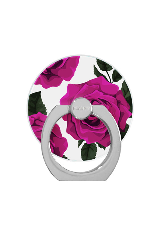Fuchsia Rose Print Adhesive Phone Ring Stand