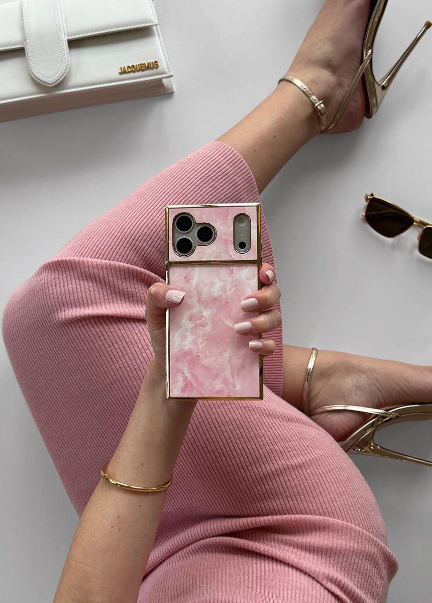 Elite Collection - SQUARE® Gilded Faux Rose Quartz iPhone Case