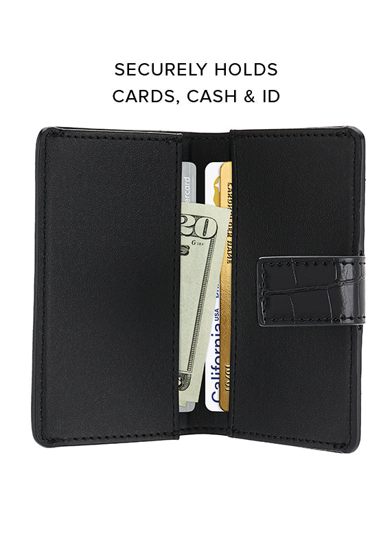 Black Crocodile Faux Leather MagSafe Wallet (Works with MagSafe Cases Only)