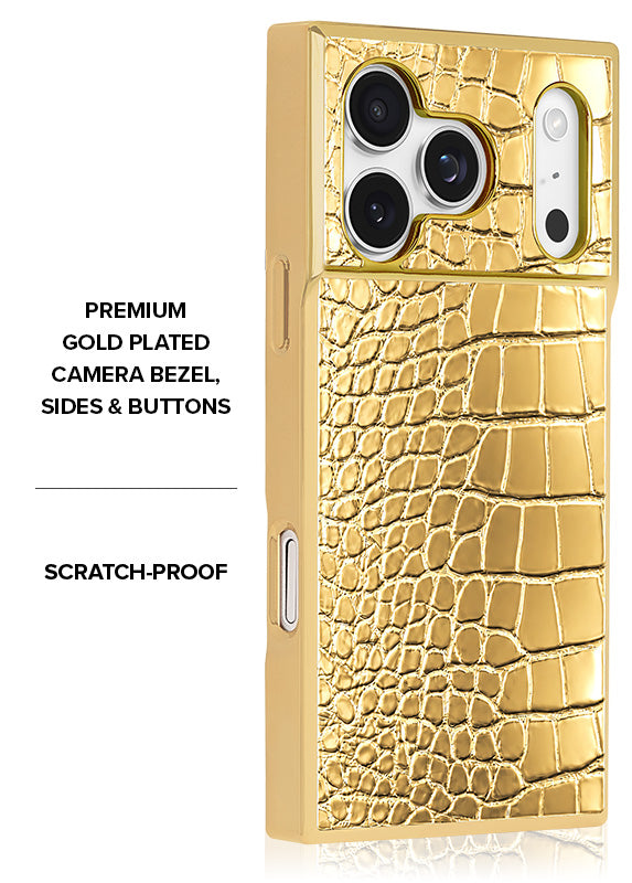 Elite Collection - SQUARE® Gilded Gold Faux Croc iPhone Case
