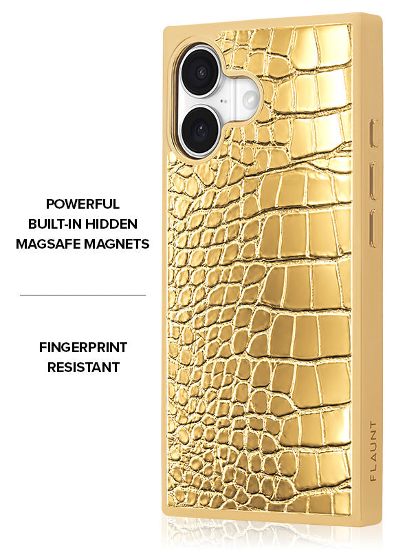 Elite Collection - SQUARE® Gilded Gold Faux Croc iPhone Case
