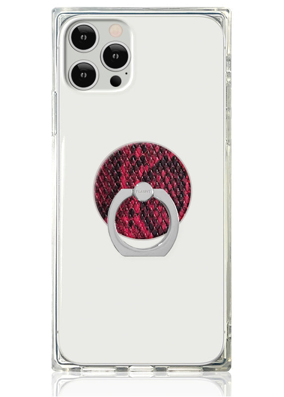 Red Python Faux Leather Adhesive Phone Ring Stand