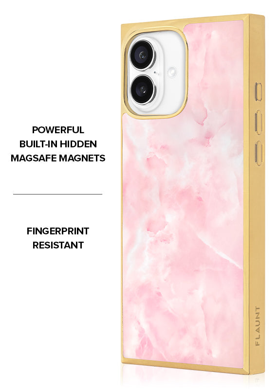 Elite Collection - SQUARE® Gilded Faux Rose Quartz iPhone Case