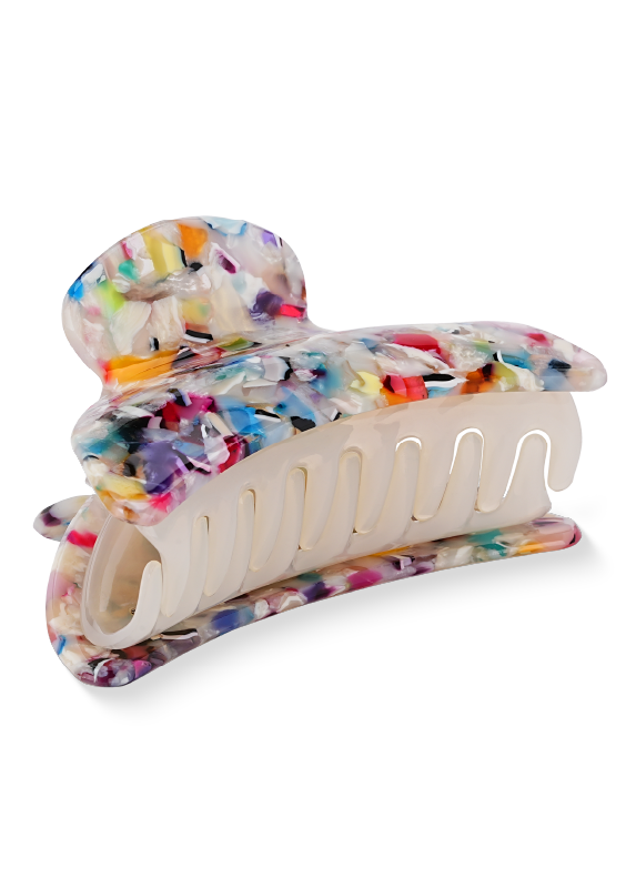 Rainbow Confetti Tortoise Shell Claw Clip