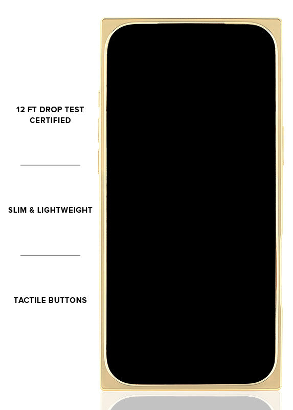 Elite Collection - SQUARE® Gold Metallic Embellished Faux Pearl iPhone Case (Not MagSafe Compatible)