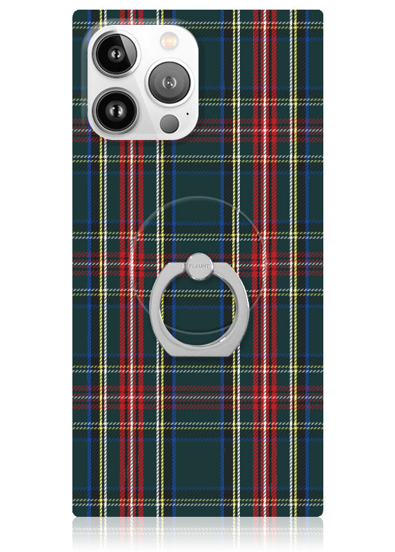 Green Plaid Adhesive Phone Ring Stand