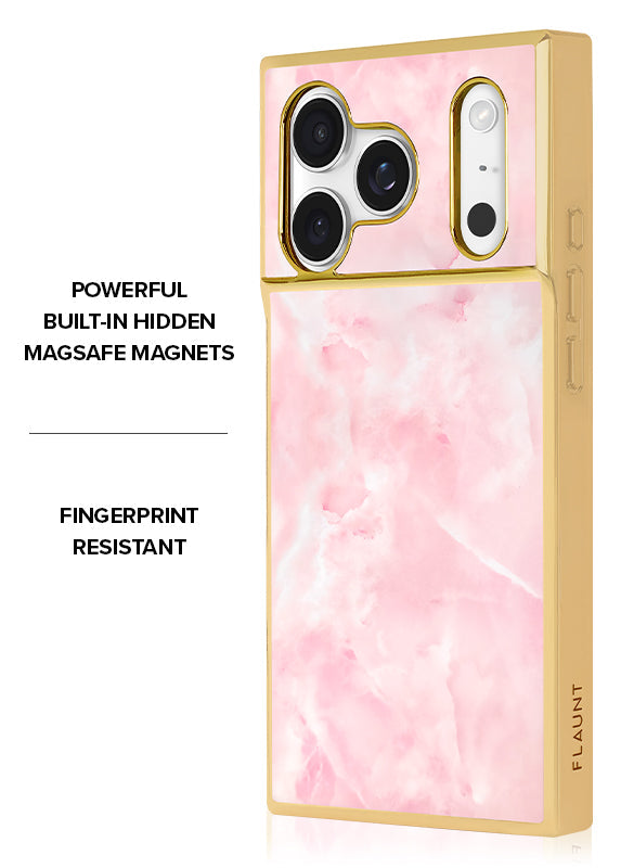 Elite Collection - SQUARE® Gilded Faux Rose Quartz iPhone Case