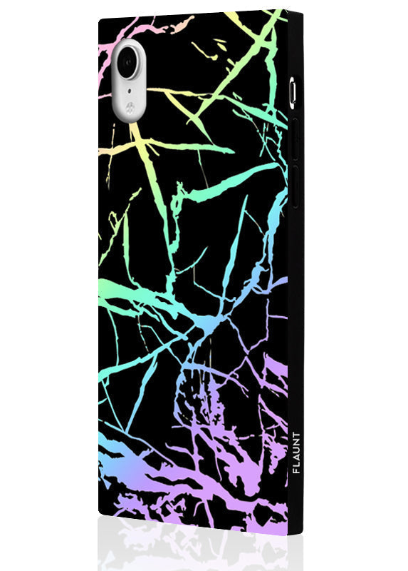 SQUARE® Holographic Black Marble iPhone Case