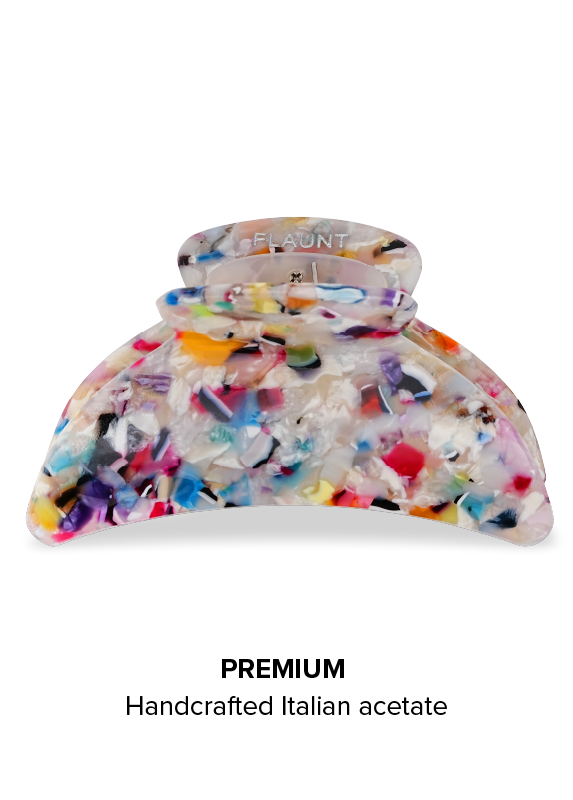 Rainbow Confetti Tortoise Shell Claw Clip