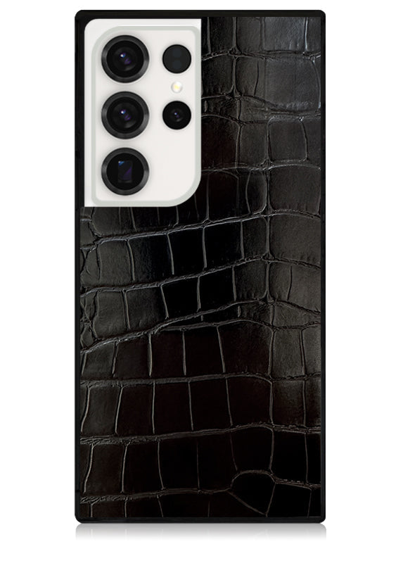 SQUARE® Black Crocodile Faux Leather Galaxy Case