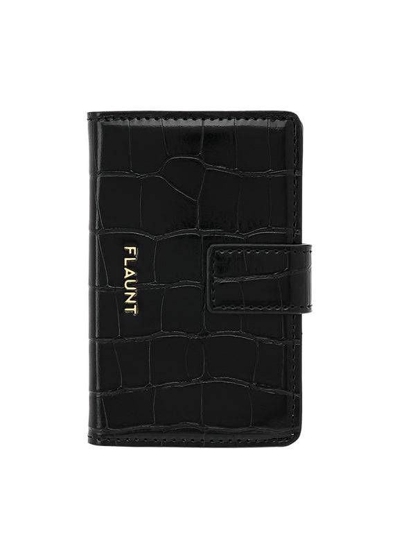 Black Crocodile Faux Leather MagSafe Wallet (Works with MagSafe Cases Only)