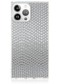 SQUARE® Silver Metallic Snakeskin Faux Leather iPhone Case