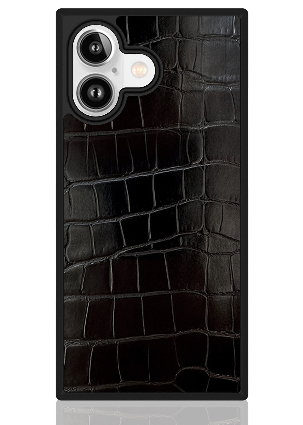 SQUARE® Black Crocodile Faux Leather iPhone Case
