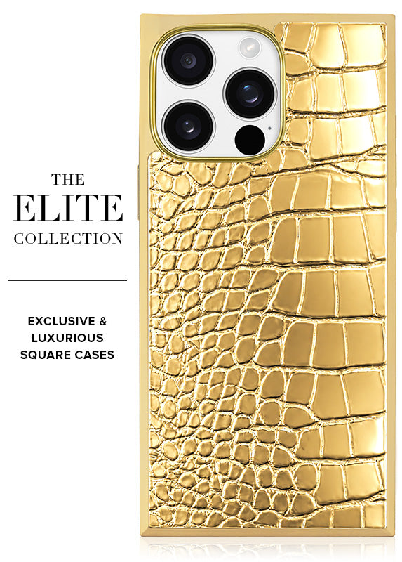 Elite Collection - SQUARE® Gilded Gold Faux Croc iPhone Case