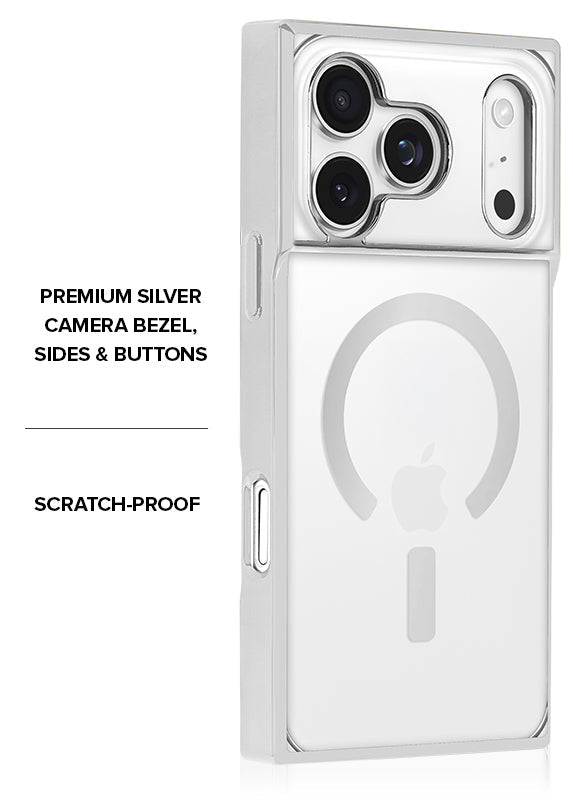 Elite Collection - SQUARE® Chromed Crystal Clear Silver iPhone Case