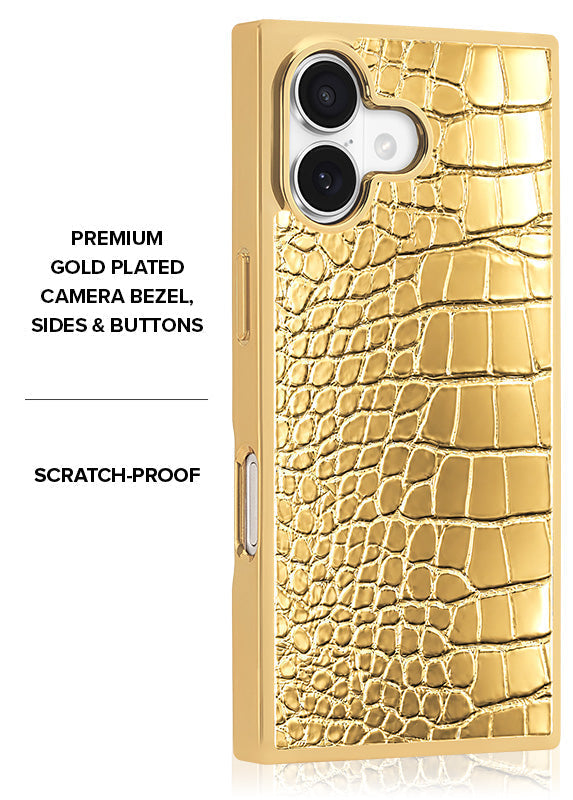 Elite Collection - SQUARE® Gilded Gold Faux Croc iPhone Case