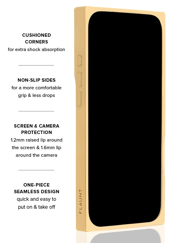 Elite Collection - SQUARE® Gold Metallic Embellished Faux Pearl iPhone Case (Not MagSafe Compatible)