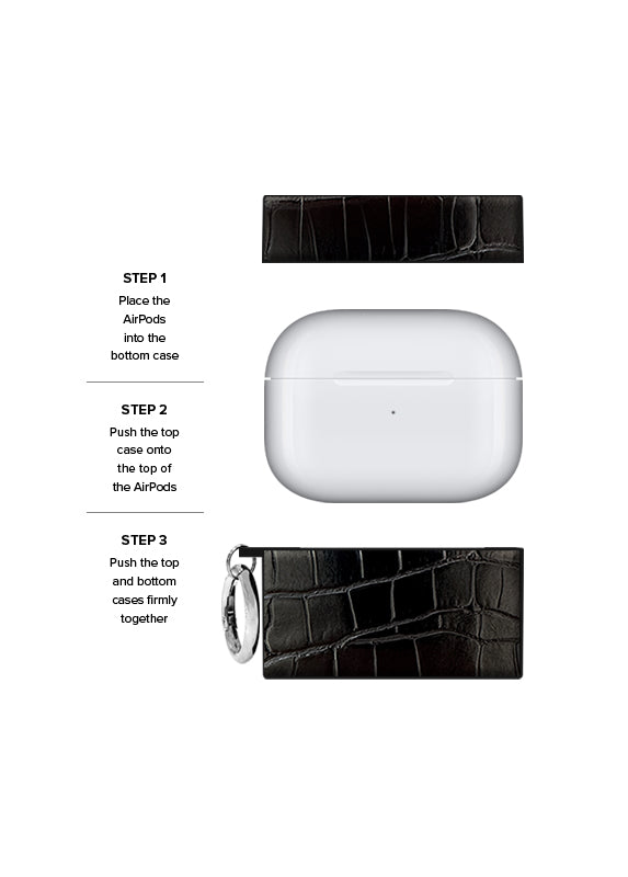 SQUARE® Black Crocodile Faux Leather AirPods Case