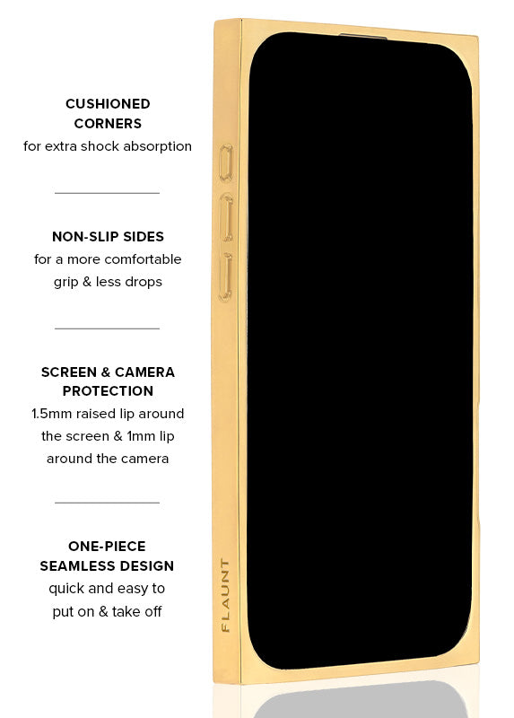 Elite Collection - SQUARE® Gold Metallic Embellished Faux Pearl iPhone Case (Not MagSafe Compatible)