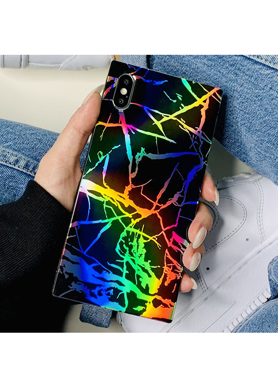 SQUARE® Holographic Black Marble iPhone Case