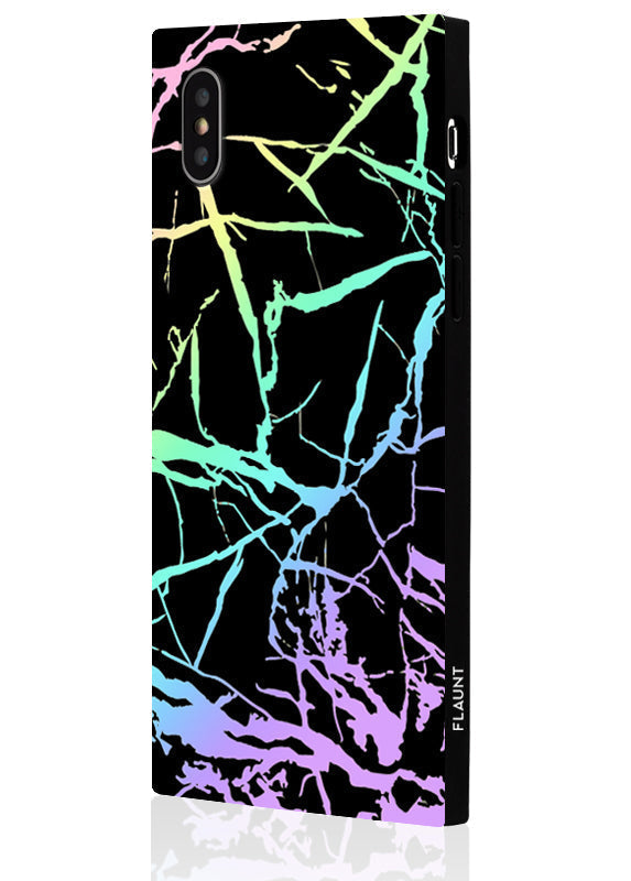 SQUARE® Holographic Black Marble iPhone Case