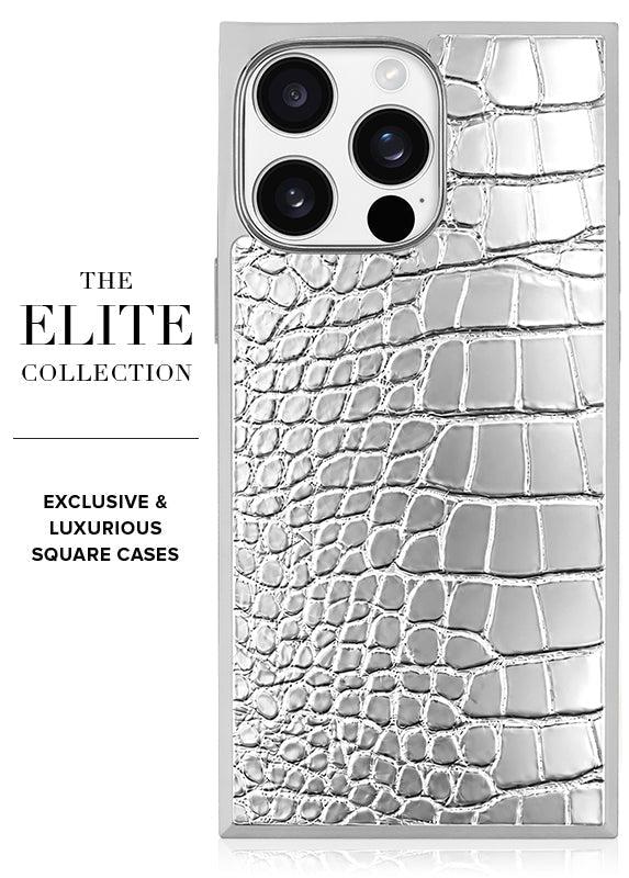 Elite Collection - SQUARE® Chromed Silver Faux Croc iPhone Case