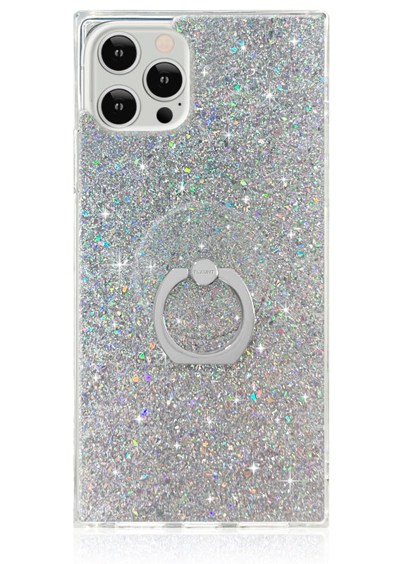 Silver Glitter Adhesive Phone Ring Stand